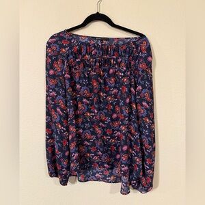 Gibson Floral Blouse - Navy and Red